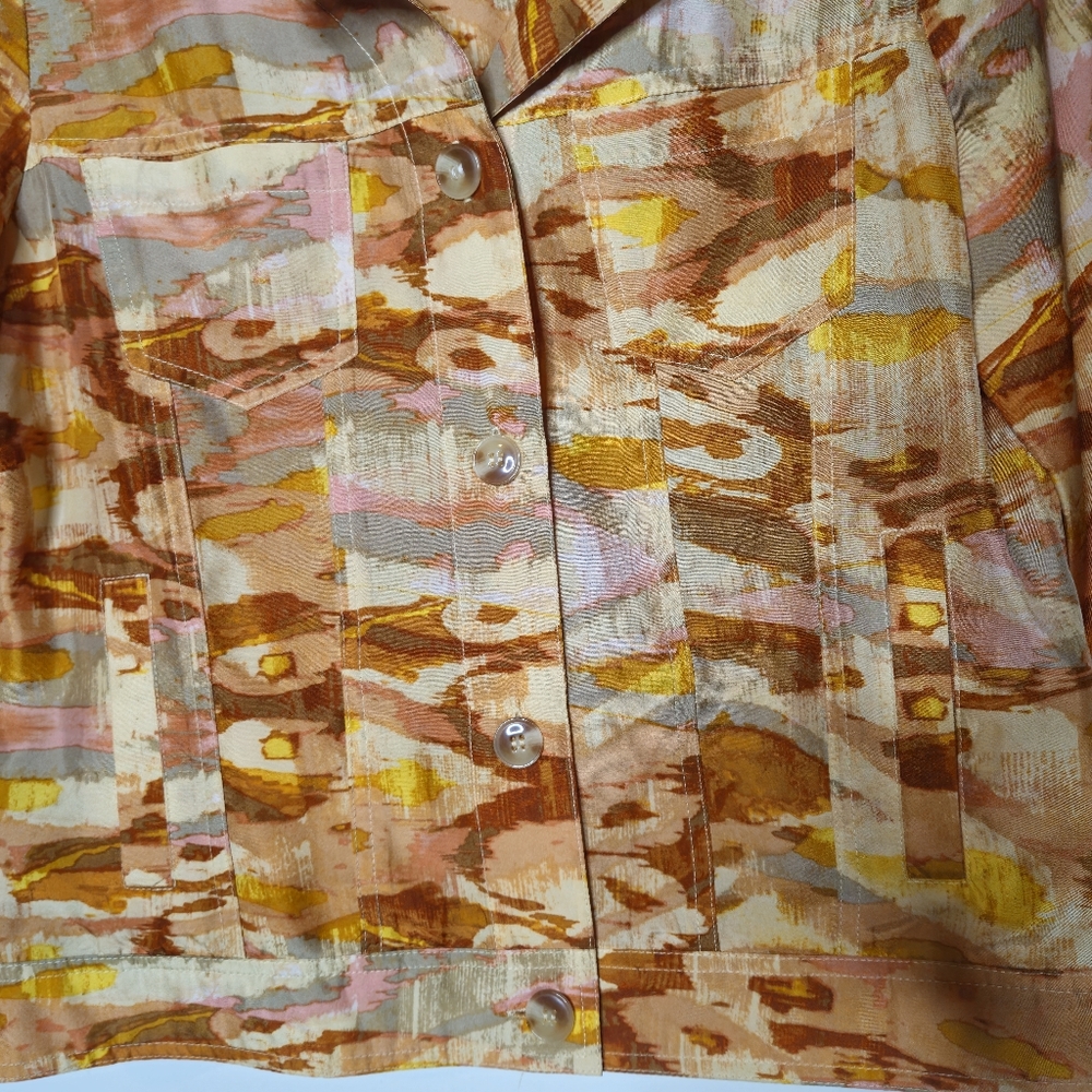 Pendleton Silk Multicolor Button Colorful Abstract Blouse Jacket Small Petite - Picture 5 of 5